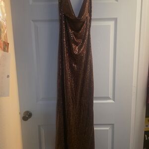 Elegant Brown Sequin Gown